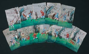 Niet of onleesbaar gesigneerd - Lot van 12 jachtscènes op rijstpapier kopen? Bied vanaf 1!