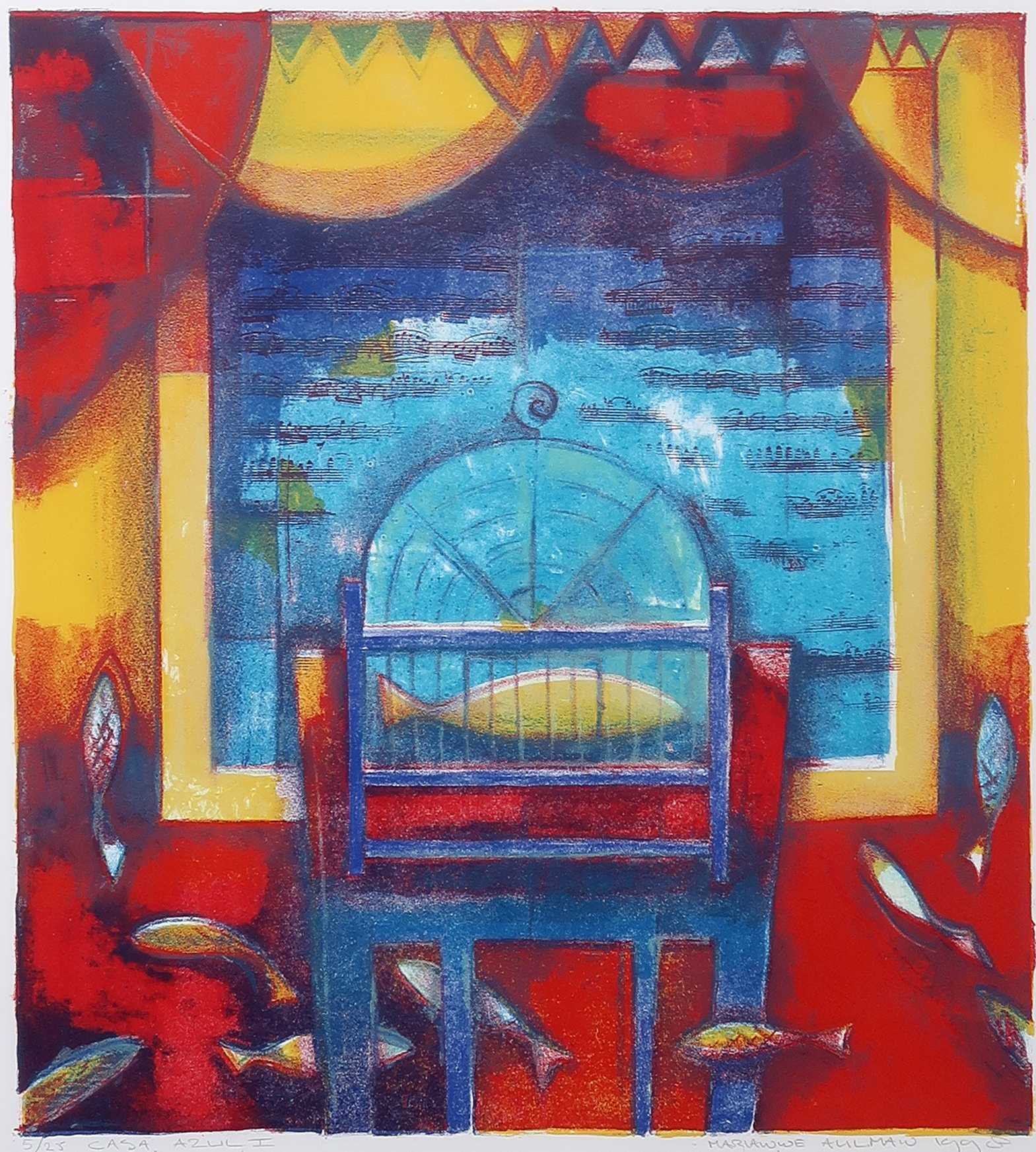 Marianne Aulman - Litho, Casa Azul I - Ingelijst kopen? Bied vanaf 20!