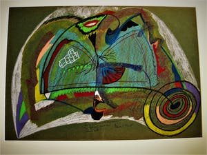 Paul Koning - Bijzonder Psychedelisch jaren 70 Pastel "Leven is verdomd vermoeiend" kopen? Bied vanaf 10!