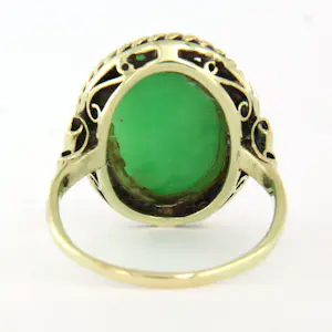 14k bicolour ring bezet met jade - rm 18.5 kopen? Bied vanaf 470!