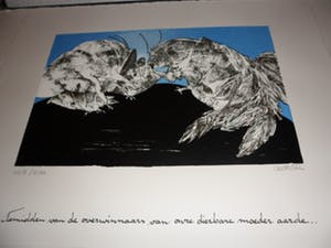 Ans Wortel - Zeefdruk. Titel, Temidden van de overwinnaars van onze dierbare moeder aarde . kopen? Bied vanaf 50!