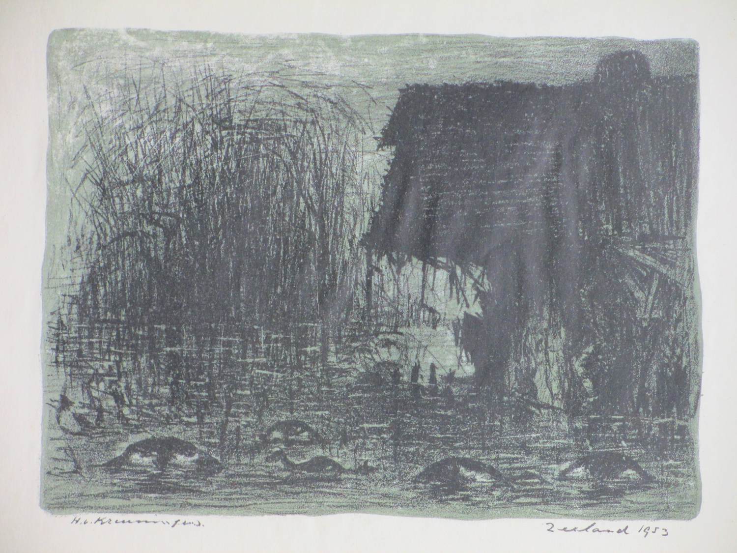 Harry van Kruiningen - Zeeland 1953 - Litho kopen? Bied vanaf 75!