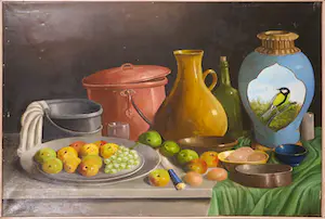 A. Brouwer - Olieverf op doek, Stilleven met appels - Ingelijst (Groot) kopen? Bied vanaf 1!