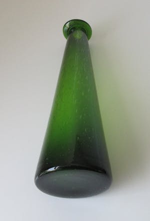 Kosta Boda - Grote groene glazen flesvaas met luchtbellen - Erik Hoglund kopen? Bied vanaf 30!