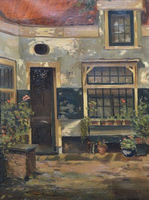 Bertha Muller - Olieverf op doek - Haarlemsch Hofje - 1949 kopen? Bied vanaf 10!