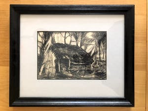 Antoon Kruysen - Boerderij - Krijttekening, Ingelijst kopen? Bied vanaf 60!