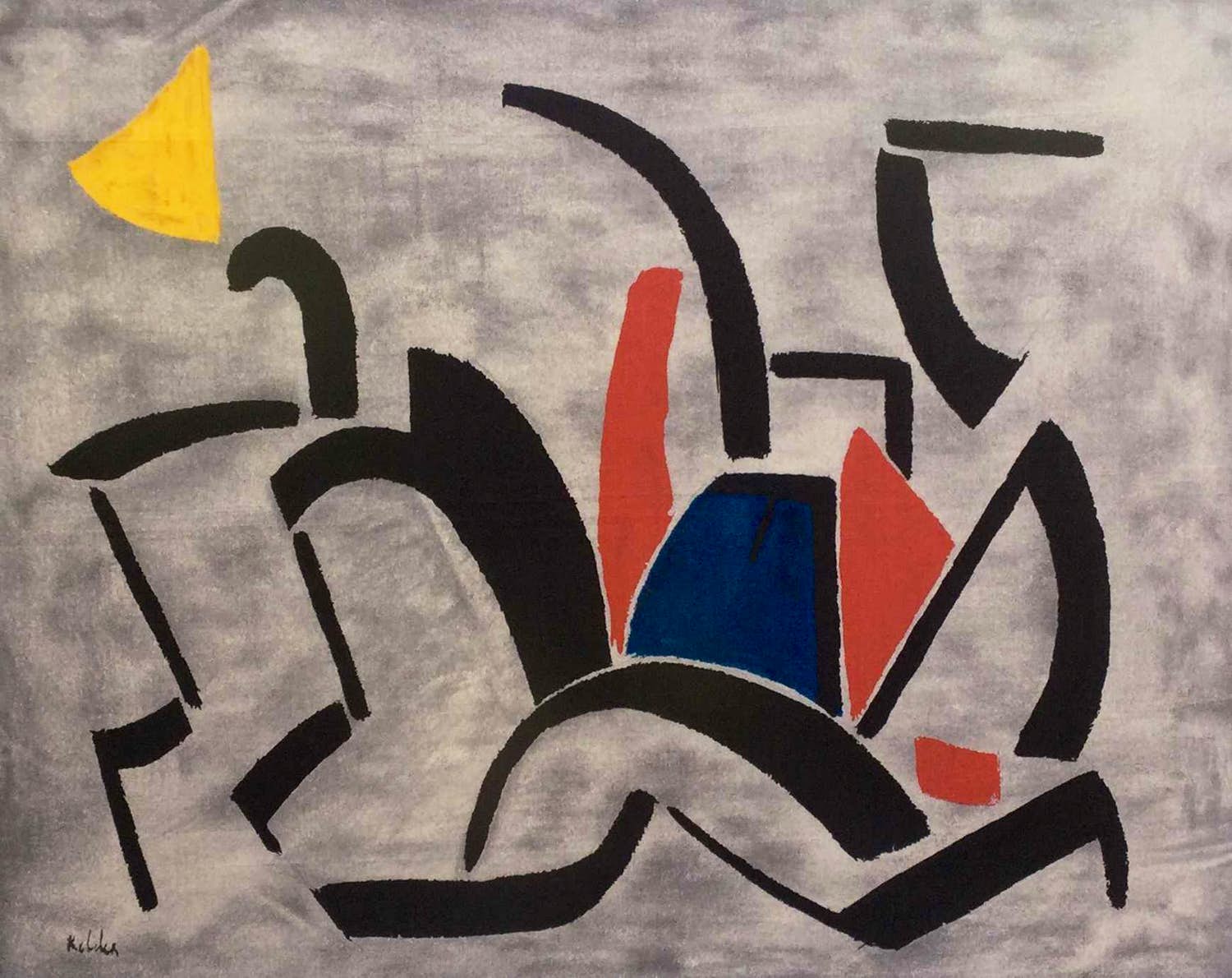Toon Kelder - Composition, zeefdruk op katoenzijde. verkocht voor € 1!