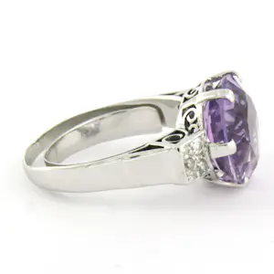 14k gouden ring met amethist en old mine cut geslepen diamant tot. 0.30ct kopen? Bied vanaf 460!