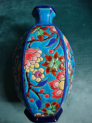 Emaux de Longwy - kleurijke floraal gedecoreerde cloisonne vaas kopen? Bied vanaf 95!