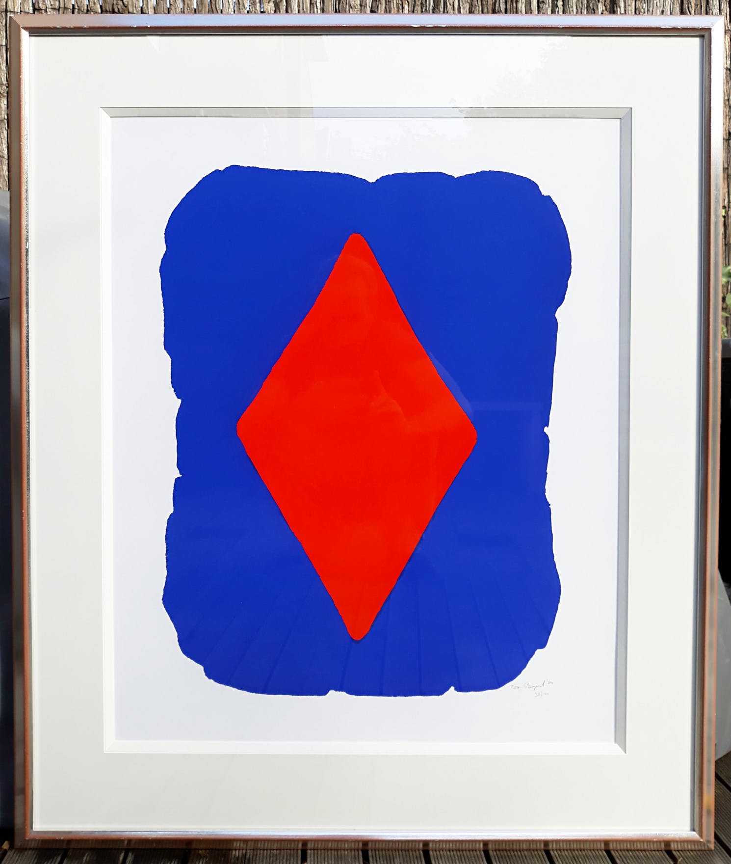 Bram Bogart - Geometrisch abstracte compositie, zeefdruk (prachtig ingelijst, groot) kopen? Bied vanaf 1!