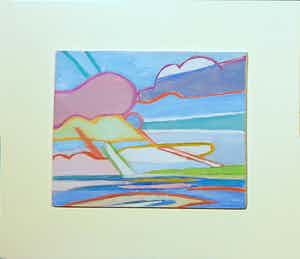 Paul Overhaus - Acryl op board, Uitzicht op zee - Ingelijst verkocht voor € 1!