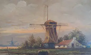 Onbekend - Gesigneerd - Landschap met molens - 19e eeuw kopen? Bied vanaf 10!