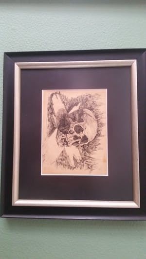 Jan Montyn - Schedel op Kruis (oorlogstekening Korea 1953?) kopen? Bied vanaf 175!