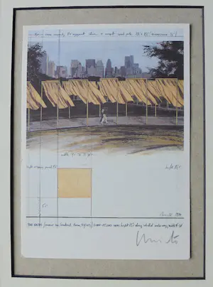Christo - Project for Central Park NYC " The Gates " - artcard handgesigneerd in pptout kopen? Bied vanaf 99!