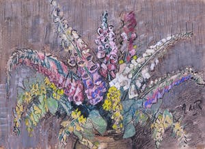 Niet of onleesbaar gesigneerd - Krijt en Gouache, Bloemstilleven kopen? Bied vanaf 1!