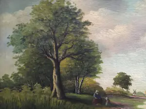 Niet of onleesbaar gesigneerd - Lebrun - 'Landschap met boerderij' kopen? Bied vanaf 1!