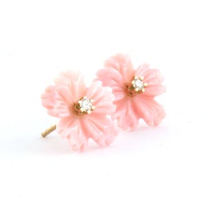 18k rosé gouden oorknoppen met roze agaath en diamant 0.08 ct - G/H - VS/SI kopen? Bied vanaf 160!