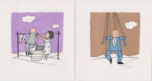 Harry Araten - Twee handgesigneerde zeefdrukken: Man at work I en II kopen? Bied vanaf 29!