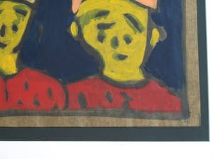 Bart Drost - Ingelijst, acryl op bitumenpapier (pakpapier) , Kijken naar de Maan - 1991 kopen? Bied vanaf 50!