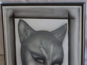 Niet of onleesbaar gesigneerd - Airbrush , Portret “I Love Cats “– ingelijst kopen? Bied vanaf 1!