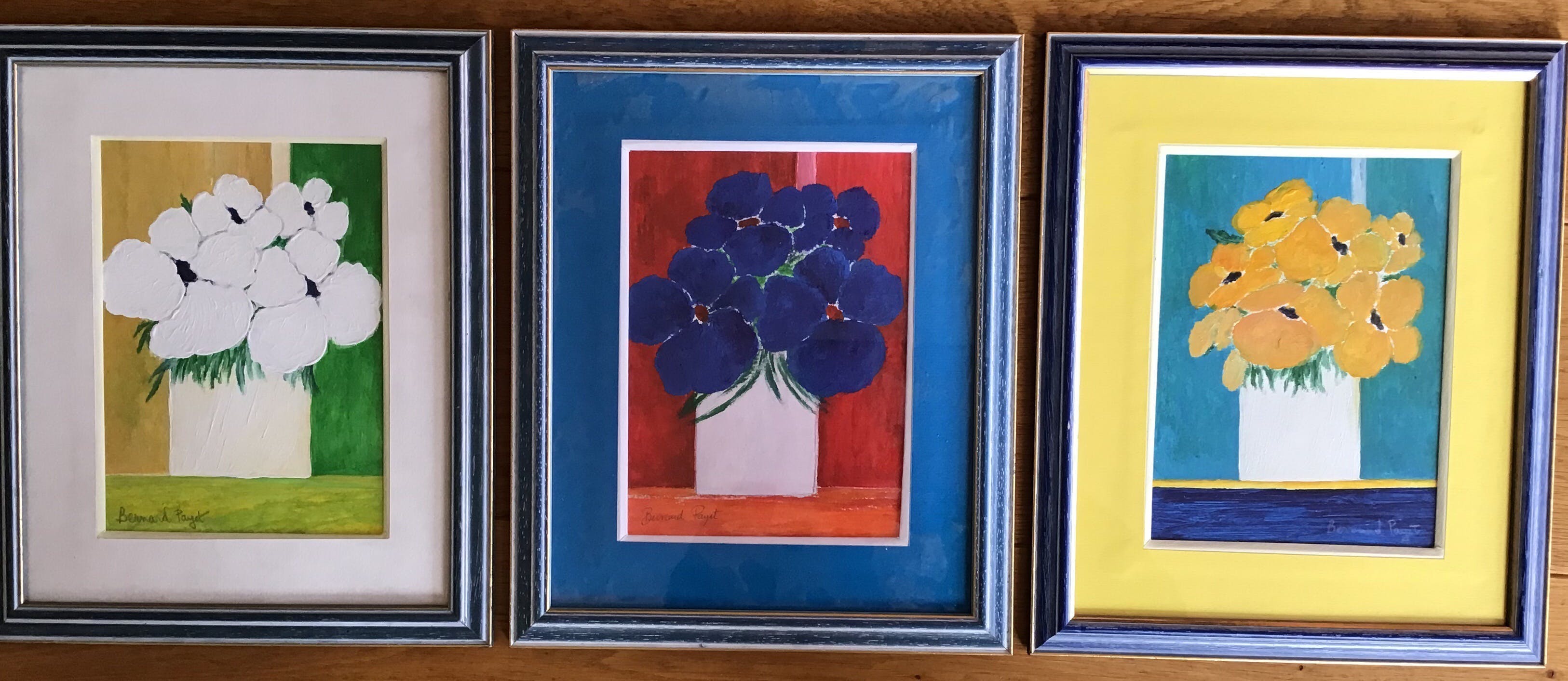 Bernard Payet - 3 mooie schilderijtjes, gesigneerd en ingelijst verkocht voor € 30!