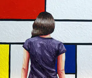 Gerard Boersma - Composition No. 3 (Vrouw kijkend naar schilderij van Piet Mondriaan) kopen? Bied vanaf 75!