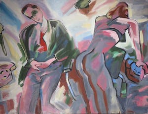 Dick Bastiaan van der Meijden - Dagdromen op kantoor - Pop Art - Humoristische erotische voorstelling- Groot kopen? Bied vanaf 1!