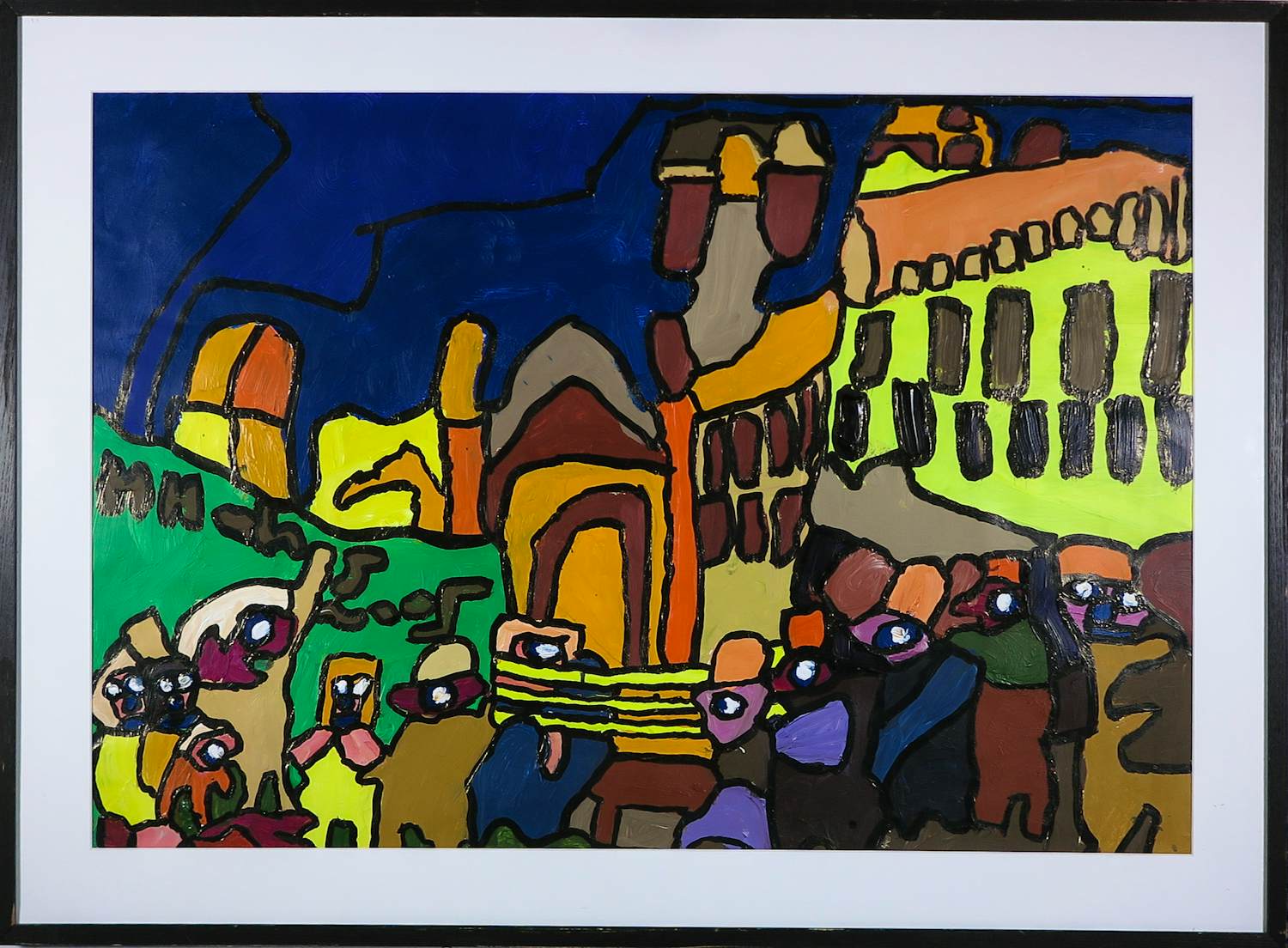 Hans Hartman - Acryl op papier, Zonder titel - Ingelijst kopen? Bied vanaf 60!