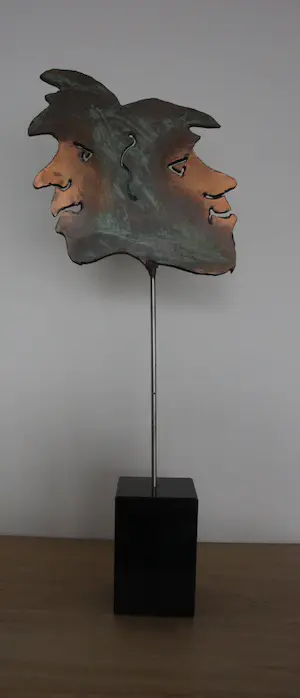 Sjer Jacobs - Bronzen beeld: 2 gezichten en profil kopen? Bied vanaf 299!