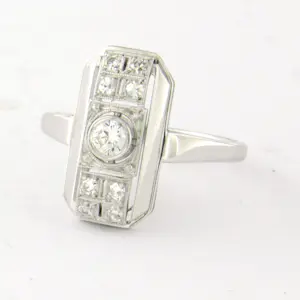 ART DECO 14k gouden ring met briljant en single cut geslepen diamant tot. 0.20ct kopen? Bied vanaf 360!