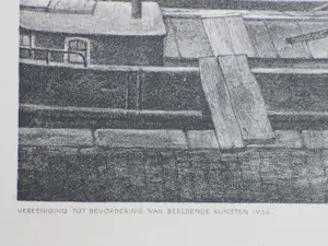 Aart van Dobbenburgh - Wasgoed op Amsterdamse schuiten - Litho kopen? Bied vanaf 45!