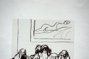 Kurt Lob - litho - Vergaderen onder een schilderij kopen? Bied vanaf 60!