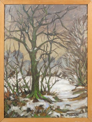 Jan Dekker - Olieverf op hardboard, Winterbos, Ingelijst kopen? Bied vanaf 1!