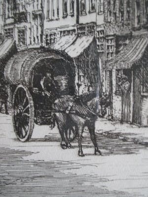 Niet of onleesbaar gesigneerd - Ingelijste ets Delft, gesigneerd kopen? Bied vanaf 1!