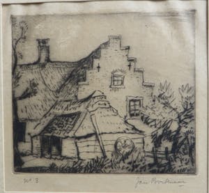 Jan Poortenaar - Landschap met boerderij voorzien van een trapgevel kopen? Bied vanaf 15!