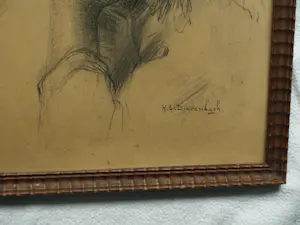 Hendricus Dievenbach - Ingelijste tekening , Portret vrouw kopen? Bied vanaf 50!
