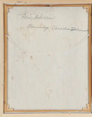 Finn Pedersen - Ingelijste olieverf op doek: Hommage Christian Dotremont kopen? Bied vanaf 1295!