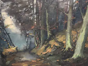 Jacques Douven - Boszicht met prachtige kleuren kopen? Bied vanaf 225!