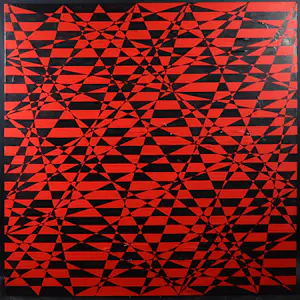Pim Lenos - Olieverf op doek, Geometrische compositie in rood en zwart (Groot) kopen? Bied vanaf 1!