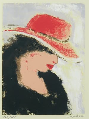 Jose van Gool - Zeefdruk, Dame met hoed kopen? Bied vanaf 1!