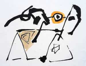 Piet Ouborg - Fantasiefiguren, met de hand ingekleurde en gesigneerde litho verkocht voor € 150!