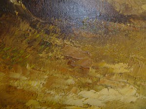 Niet of onleesbaar gesigneerd - prachtig schilderij van landschap met 2 bomen kopen? Bied vanaf 1!