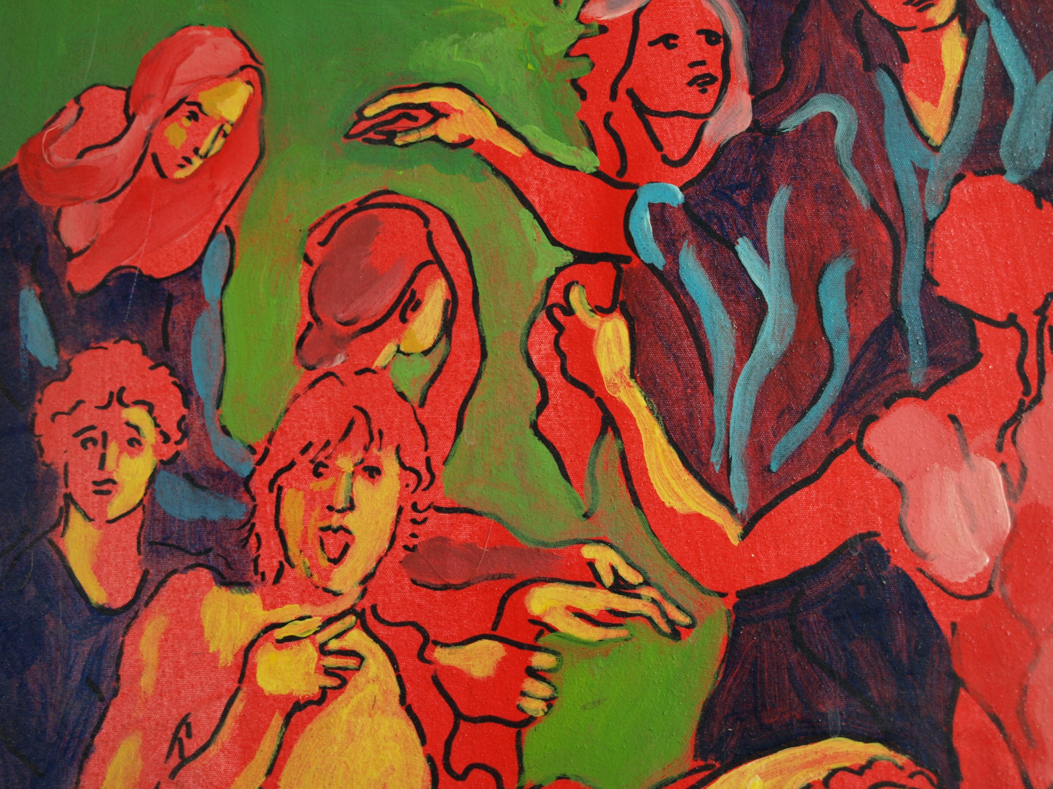 Justus Donker - Olieverf op canvas , Kruisiging , Zelfportret - ingelijst – 2000 kopen? Bied vanaf 1!