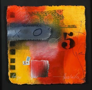 Theo Koster - Zeefdruk en collage op geschept papier, India Dreams I - Ingelijst kopen? Bied vanaf 40!