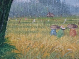 Niet of onleesbaar gesigneerd - Bali, Indonesië, Landarbeiders, olie op doek kopen? Bied vanaf 10!