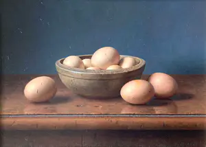 Eric De Vree - Olieverf op paneel, Scharreleieren - Ingelijst kopen? Bied vanaf 450!