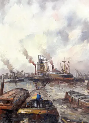 Wim Bos - Bedrijvigheid in de haven van Rotterdam kopen? Bied vanaf 200!