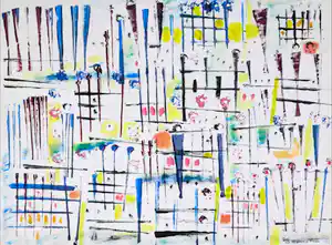 Klaas Boonstra - Gemengde techniek op papier, Abstracte compositie verkauft für € 70!