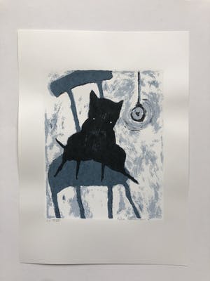 Peter Bastiaanssen - Hondje op stoel II zwart/wit kopen? Bied vanaf 45!