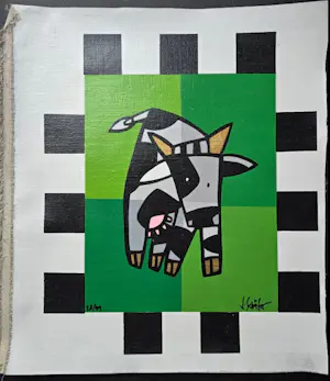 Jacqueline Schäfer - lot van 2 koeien zeefdrukken kopen? Bied vanaf 50!